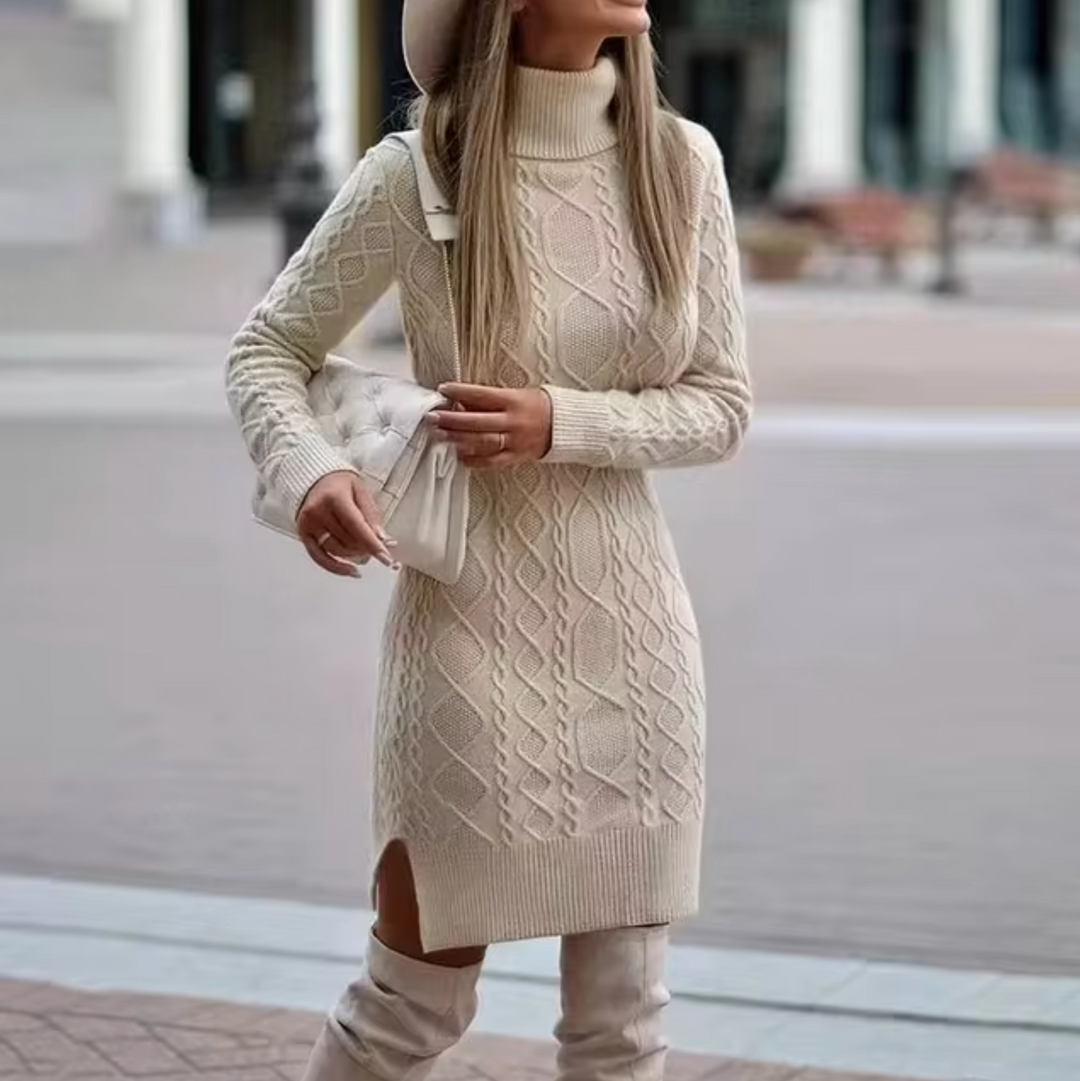 Sahari - Damen Kleid | Midi, Rollkragen, Figurbetont, Vielseitig