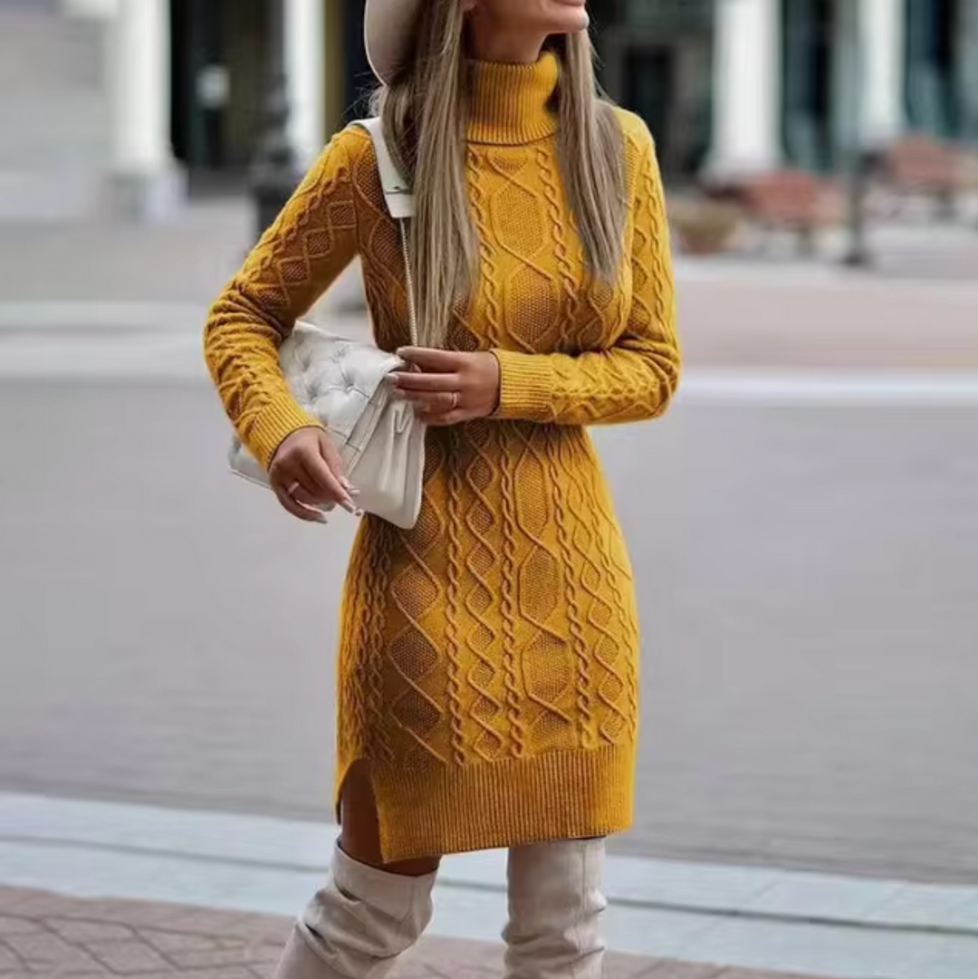 Sahari - Damen Kleid | Midi, Rollkragen, Figurbetont, Vielseitig