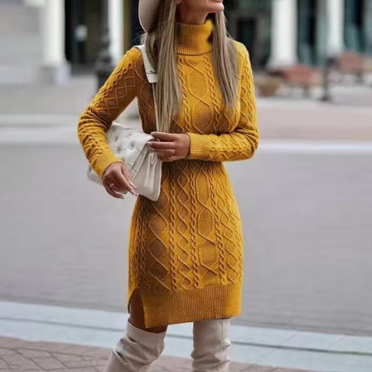 Sahari - Damen Kleid | Midi, Rollkragen, Figurbetont, Vielseitig