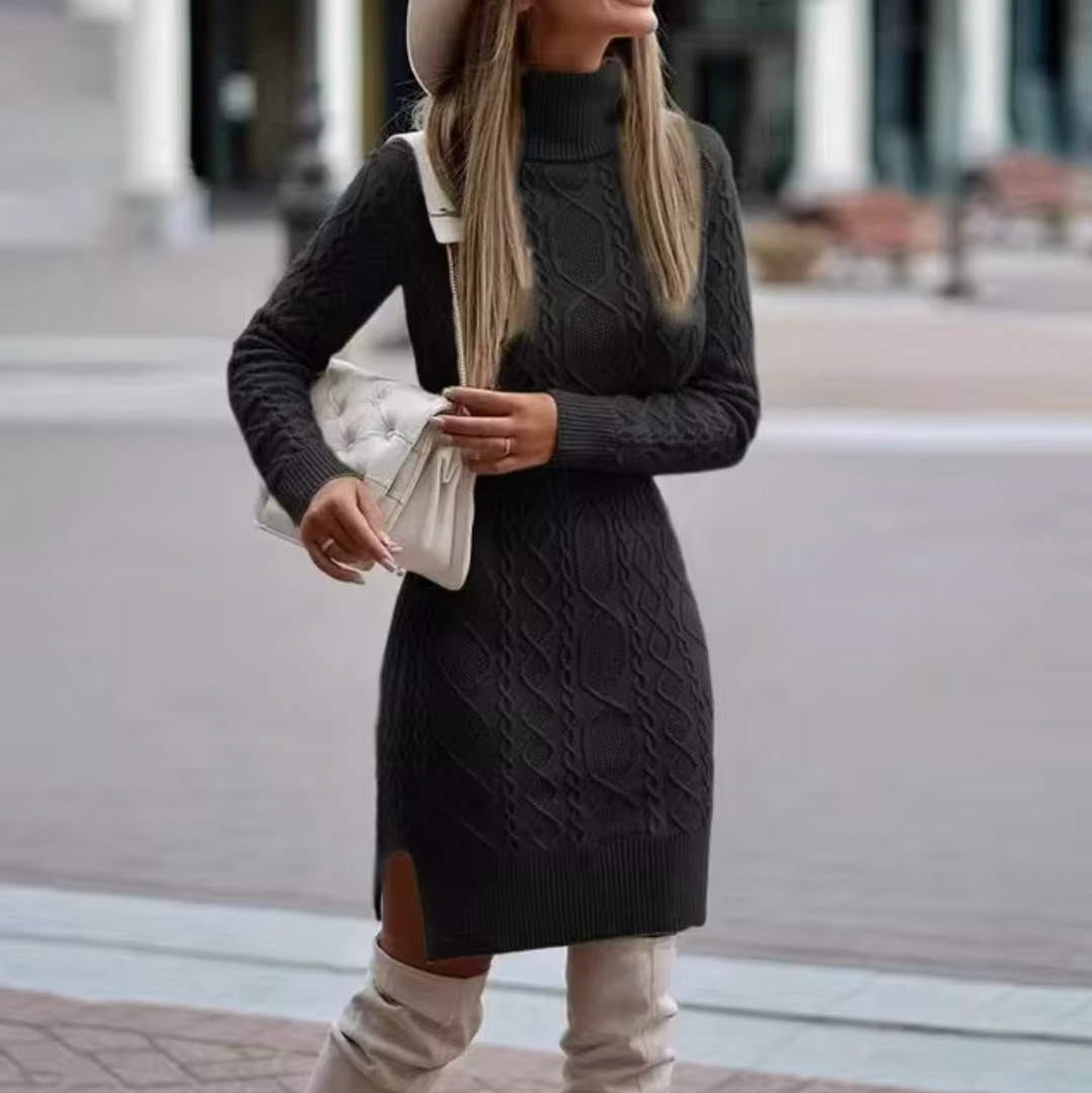 Sahari - Damen Kleid | Midi, Rollkragen, Figurbetont, Vielseitig