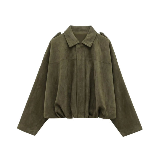 Sahari - Damen Kurze Jacke | Suede Look, Relaxed Fit