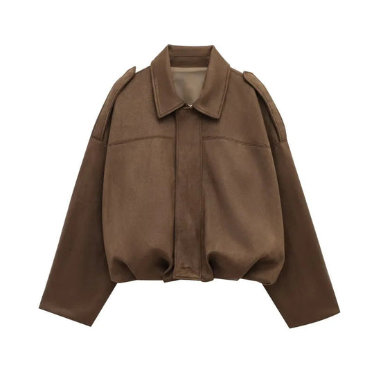 Sahari - Damen Kurze Jacke | Suede Look, Relaxed Fit