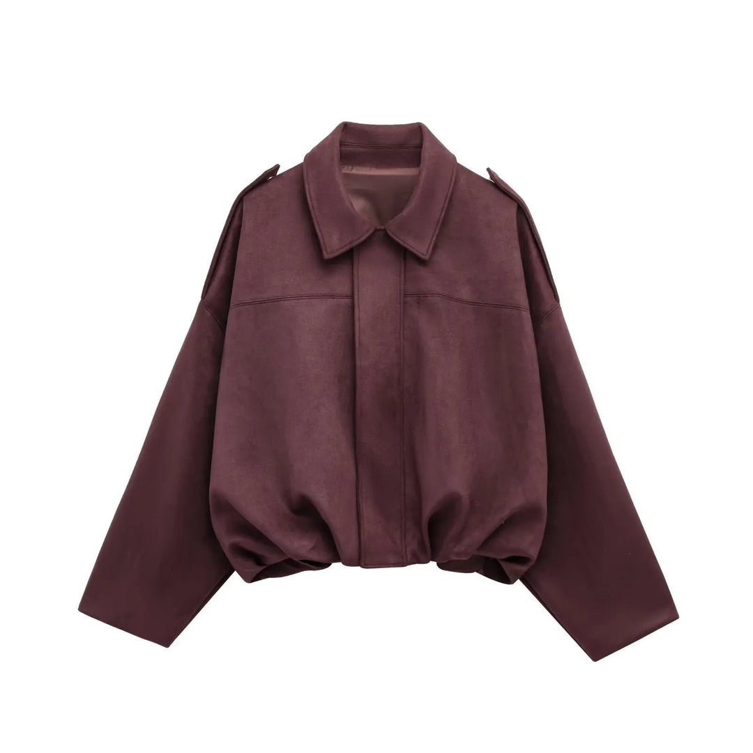 Sahari - Damen Kurze Jacke | Suede Look, Relaxed Fit