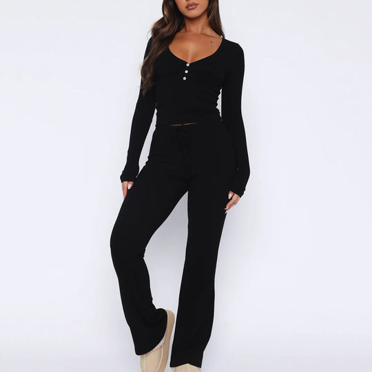 Sahari - Damen Loungewear Set | Weicher Rippstoff, Bequeme Passform