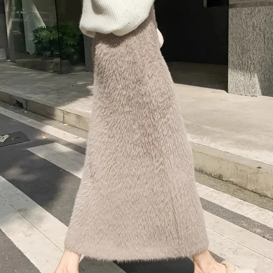 Sahari - Damen Midi Rock | Faux Fur, Elegant, Bequem