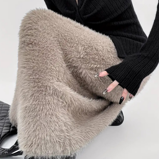 Sahari - Damen Midi Rock | Faux Fur, Elegant, Bequem