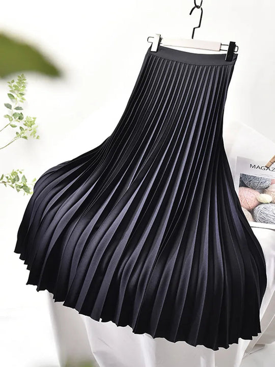 Sahari - Damen Midi Rock | Plissee, Elastische Taille