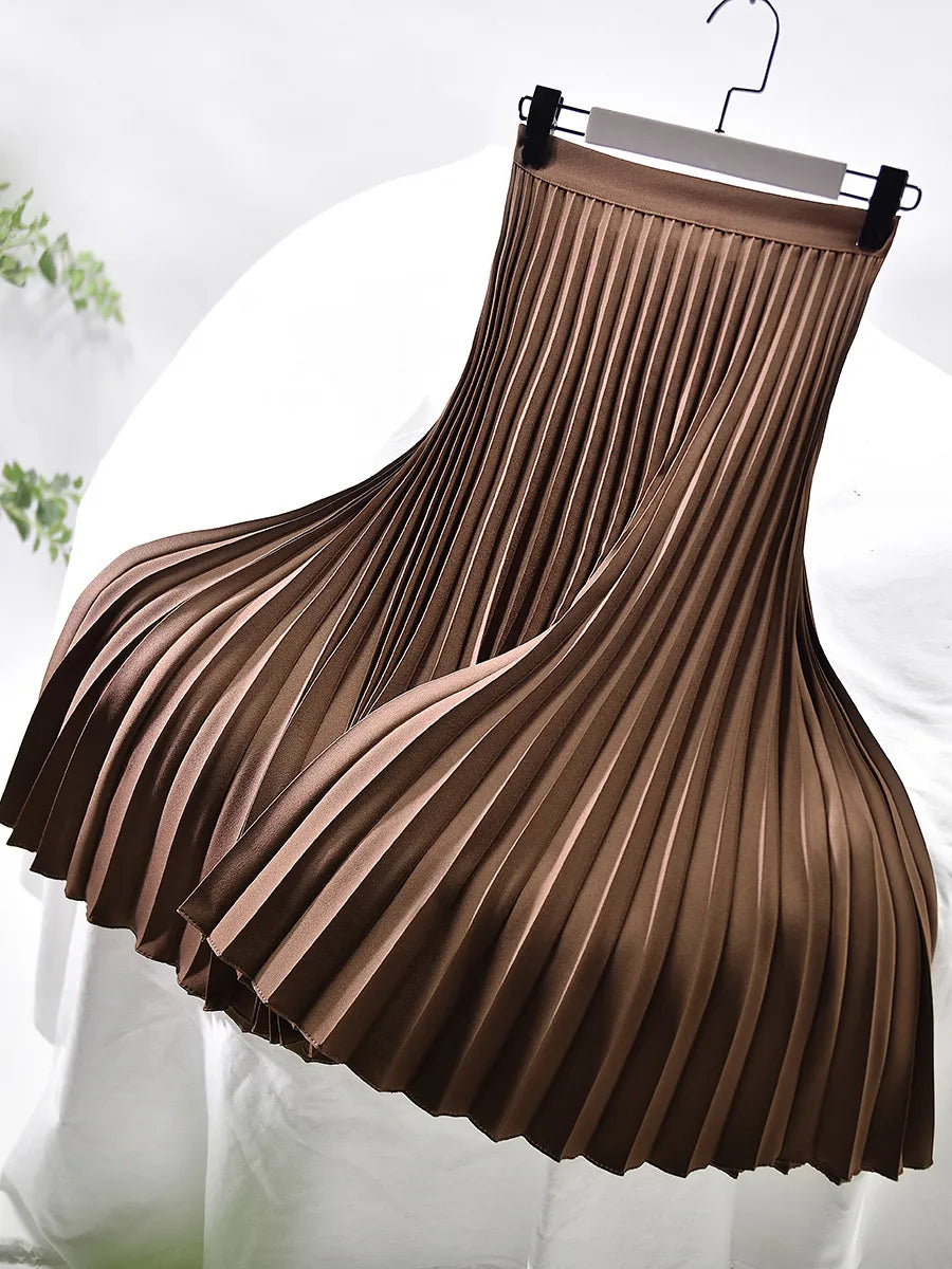 Sahari - Damen Midi Rock | Plissee, Elastische Taille