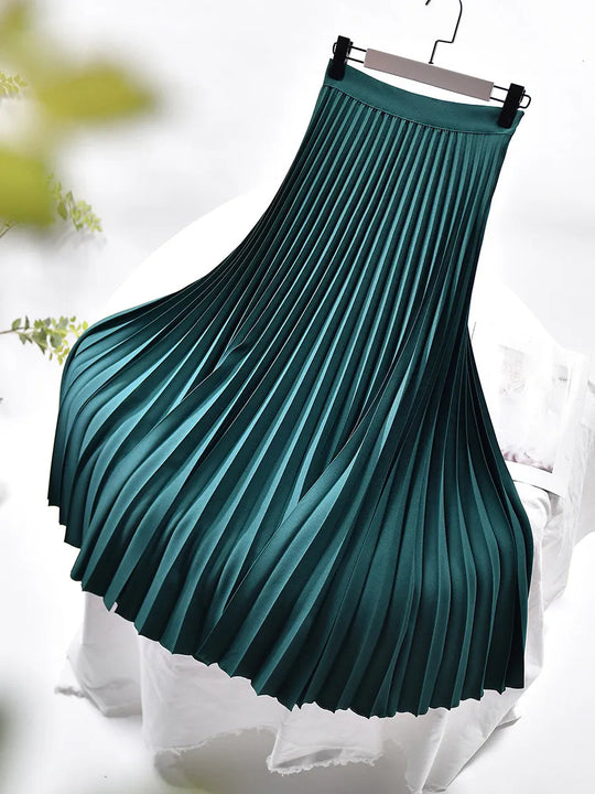 Sahari - Damen Midi Rock | Plissee, Elastische Taille