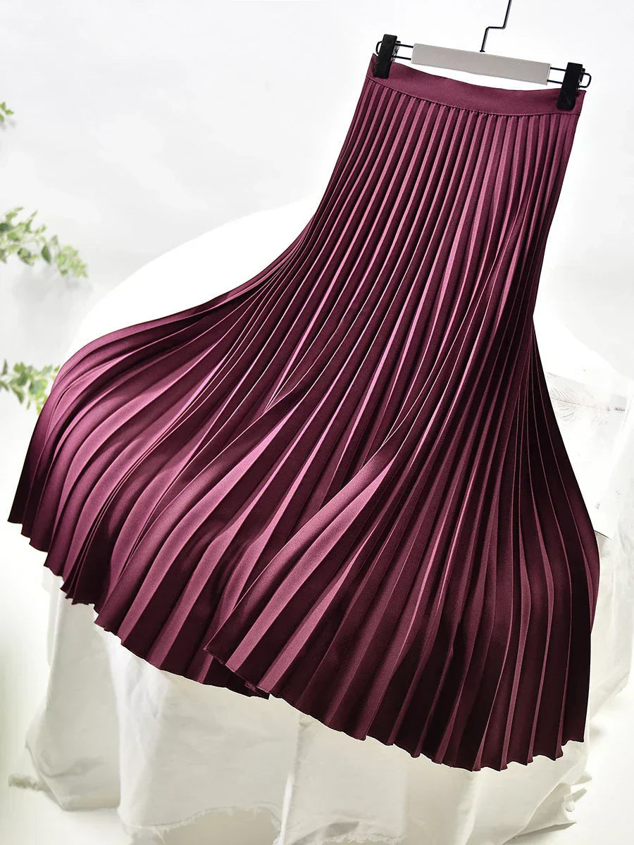 Sahari - Damen Midi Rock | Plissee, Elastische Taille
