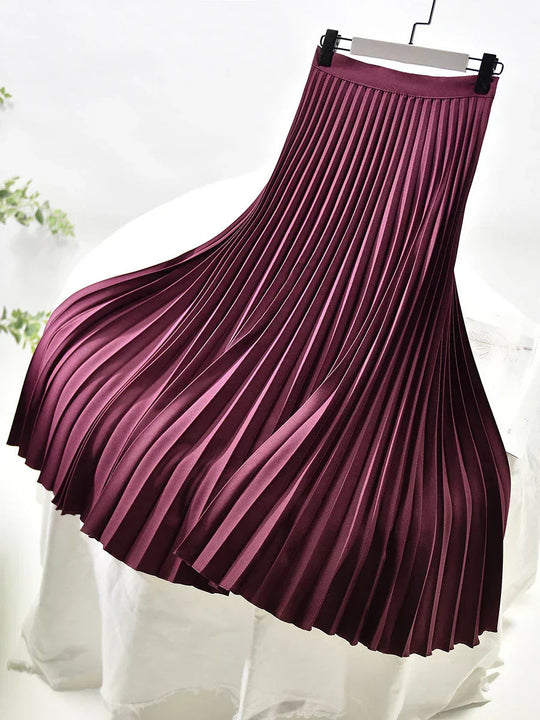 Sahari - Damen Midi Rock | Plissee, Elastische Taille
