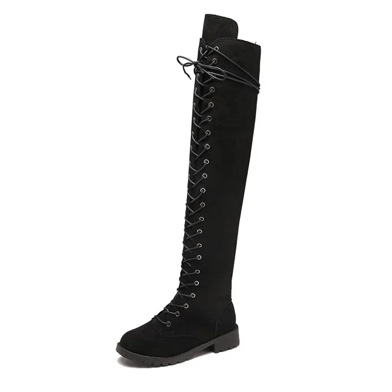Sahari - Damen Overknee-Stiefel | Schnürung, Markanter Look