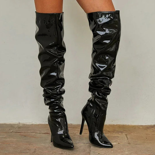 Sahari - Damen Overknee-Stiefel | Stilettoabsatz, Spitze Zehenpartie