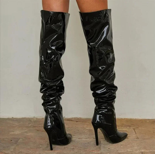 Sahari - Damen Overknee-Stiefel | Stilettoabsatz, Spitze Zehenpartie