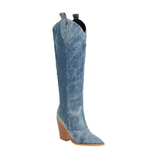 Sahari - Damen Overknee Stiefel | Cowboy-Stil, Stilettoabsatz