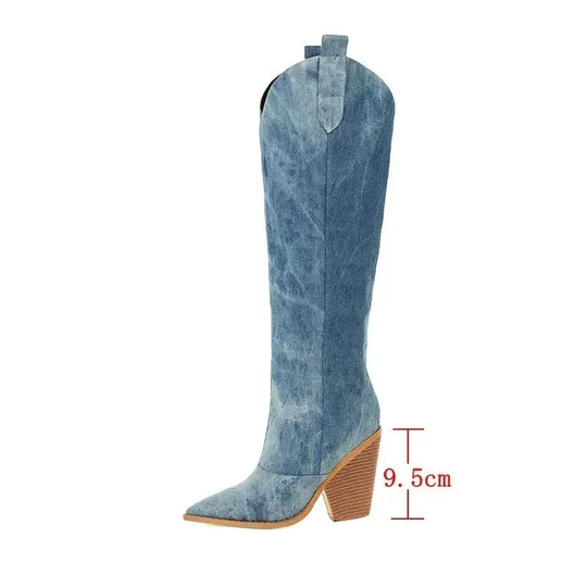 Sahari - Damen Overknee Stiefel | Cowboy-Stil, Stilettoabsatz