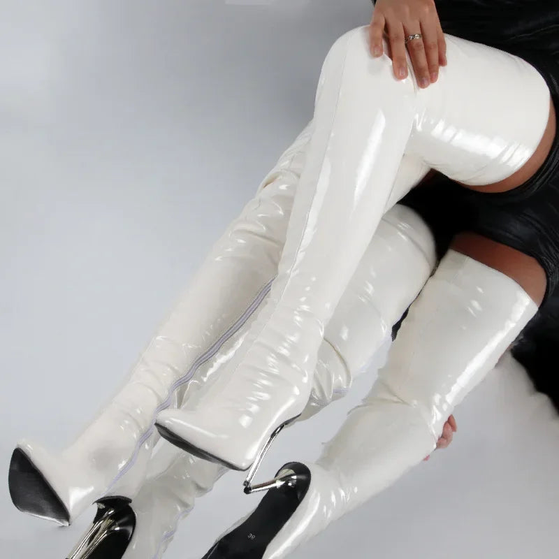 Sahari - Damen Overknee Stiefel | Hoher Schaft, Spitz, Kunstleder