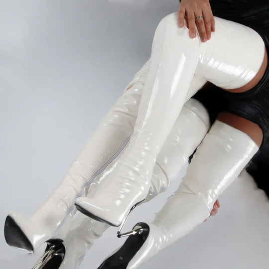 Sahari - Damen Overknee Stiefel | Hoher Schaft, Spitz, Kunstleder