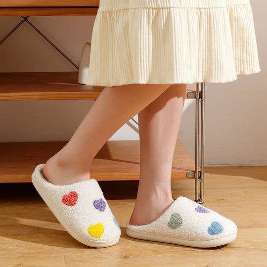 Sahari - Damen Pantoffeln | Warm, Antislip, Herzmuster
