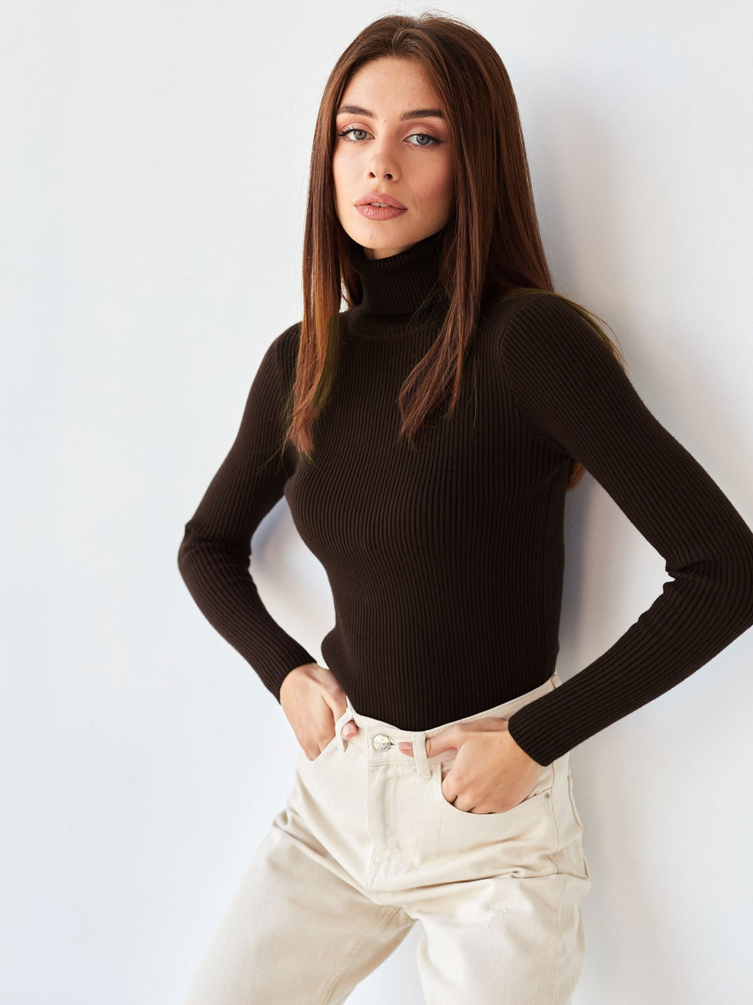 Sahari - Suéter para mujer | Clásico, algodón, cuello vuelto
