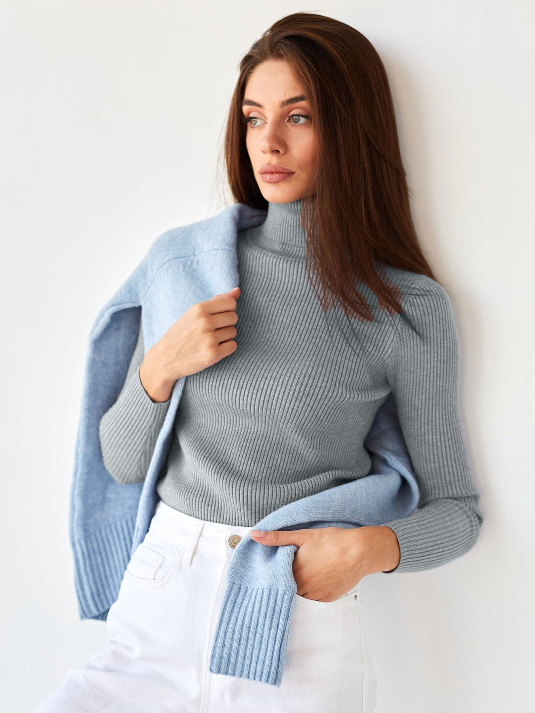 Sahari - Suéter para mujer | Clásico, algodón, cuello vuelto