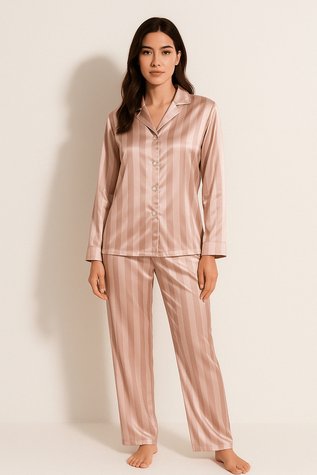 Sahari - Set pigiama da donna | Materiale morbido, motivo a righe classico