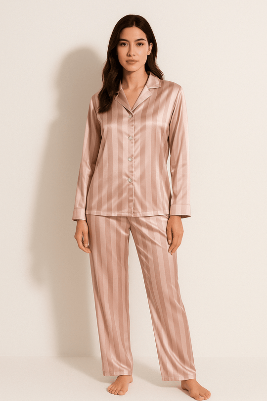Sahari - Set pigiama da donna | Materiale morbido, motivo a righe classico