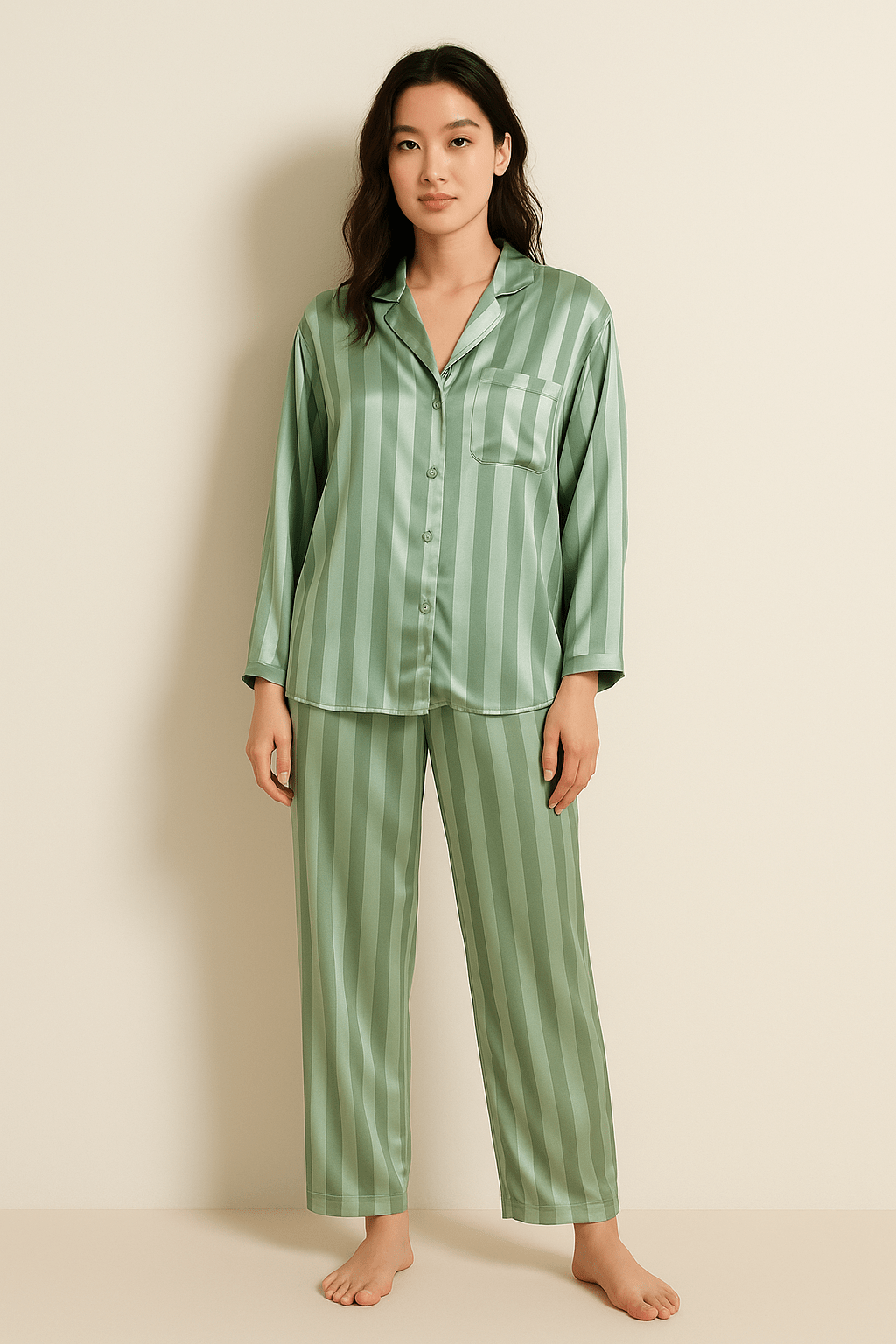 Sahari - Set pigiama da donna | Materiale morbido, motivo a righe classico