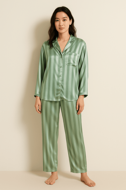 Sahari - Set pigiama da donna | Materiale morbido, motivo a righe classico