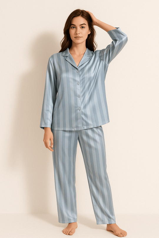 Sahari - Set pigiama da donna | Materiale morbido, motivo a righe classico