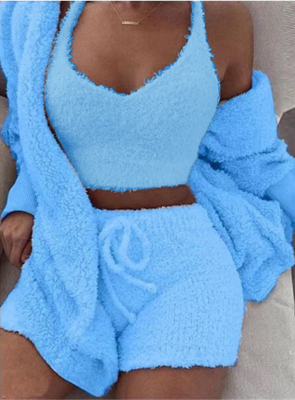 Sahari - Set Pigiama Donna | Morbido Flanella, Top Corto Senza Maniche, Canottiera & Pantaloncini