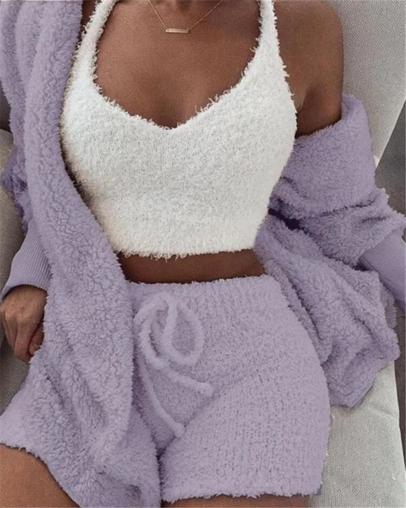 Sahari - Set Pigiama Donna | Morbido Flanella, Top Corto Senza Maniche, Canottiera & Pantaloncini