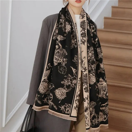 Sahari - Damen Schal | Doppelseitig, Pashmina, Blumenmuster
