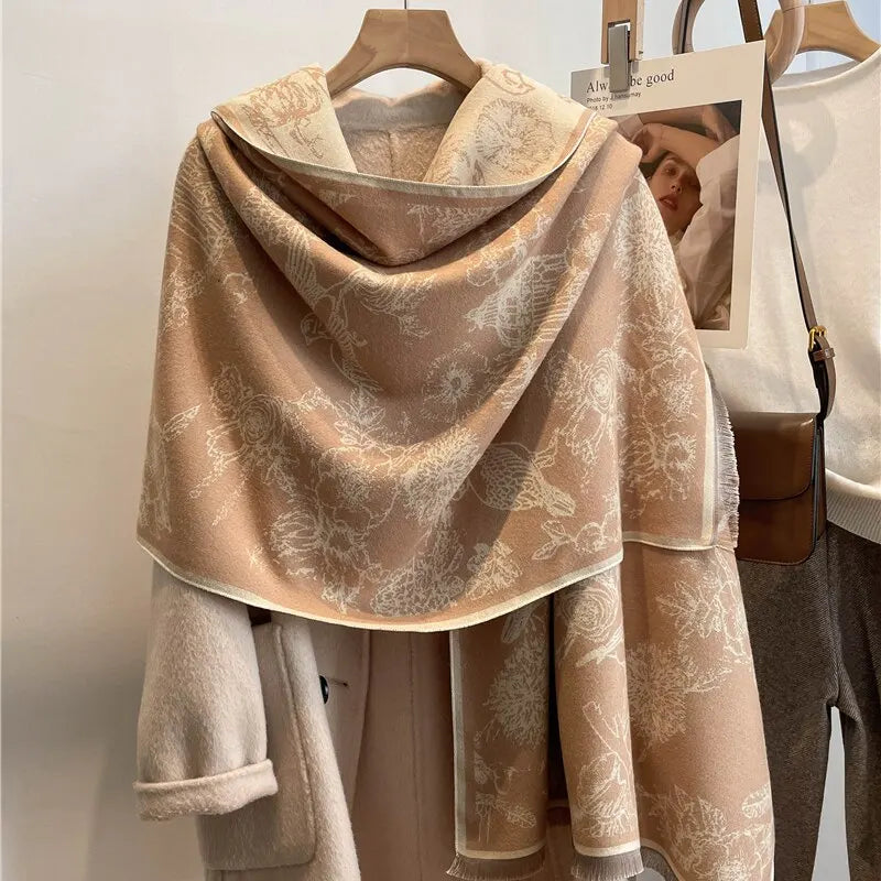 Sahari - Damen Schal | Doppelseitig, Pashmina, Blumenmuster