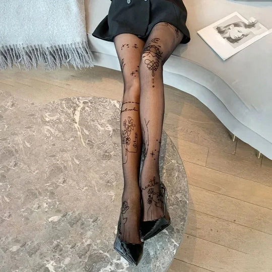 Sahari - Damen Strumpfhose | Grafisches Muster, Modisch, Hochwertige Materialien