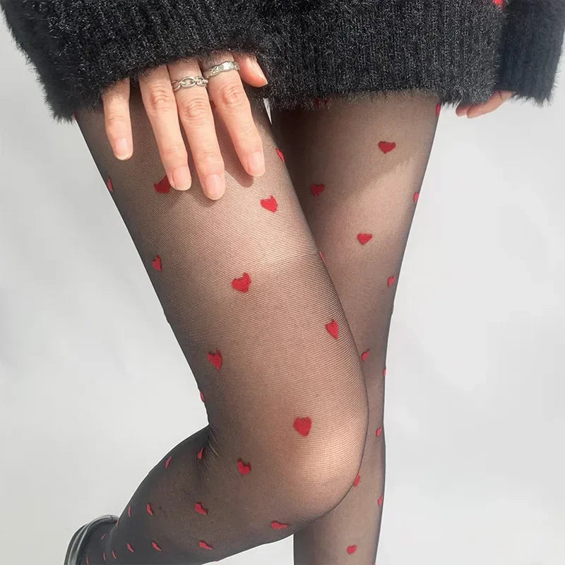 Sahari - Damen Strumpfhose | Herz- und Punktmuster, Stilvoll