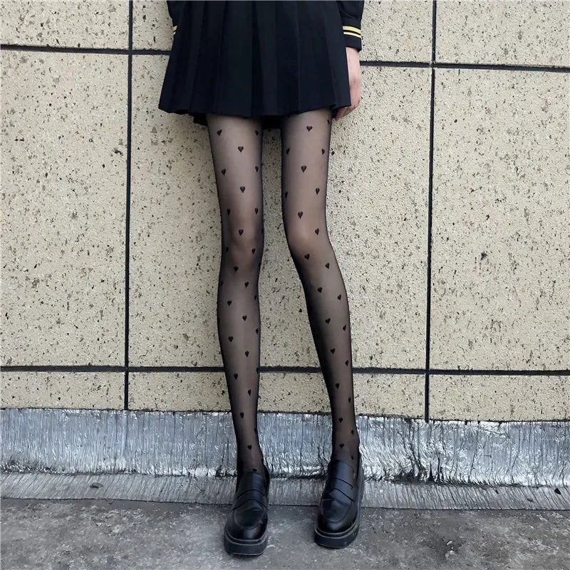 Sahari - Damen Strumpfhose | Herz- und Punktmuster, Stilvoll