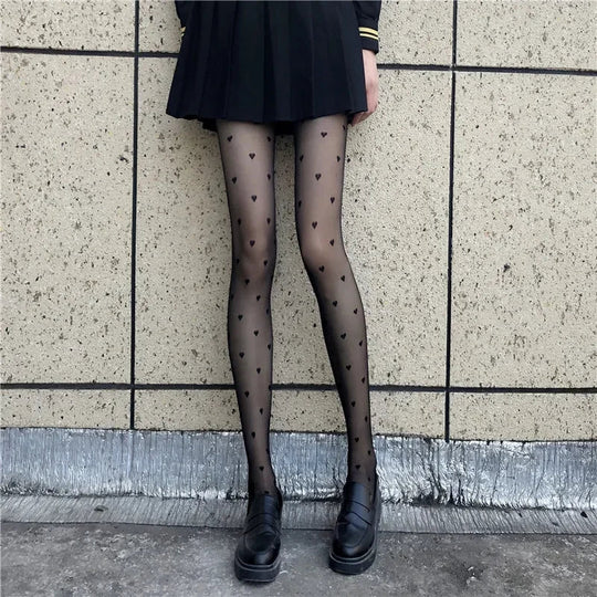Sahari - Damen Strumpfhose | Herz- und Punktmuster, Stilvoll