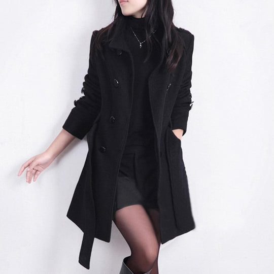 Sahari - Damen Trenchcoat | Doppelreiher, Taillengürtel, Hochwertiger Stoff