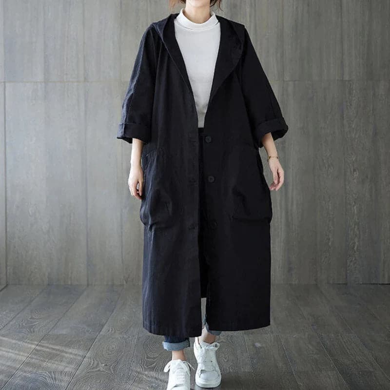 Sahari - Damen Trenchcoat | Wasserdicht, Übergröße, Mit Kapuze, Praktische Taschen