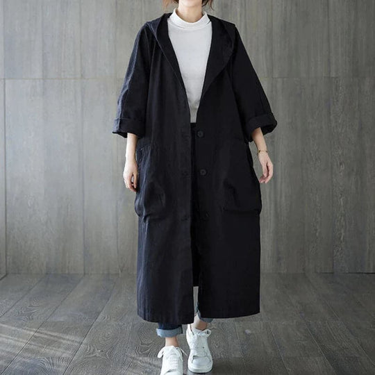 Sahari - Damen Trenchcoat | Wasserdicht, Übergröße, Mit Kapuze, Praktische Taschen
