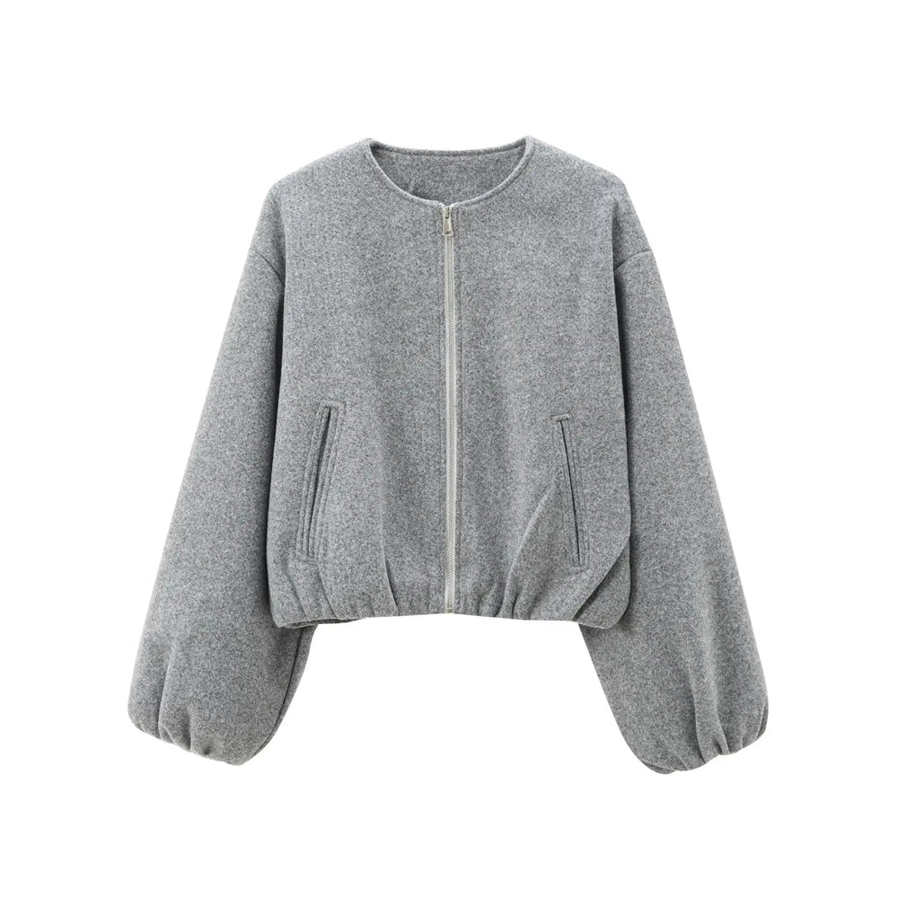 Sahari - Damen Übergangsjacke | Reißverschluss, Ballonärmel, Modern