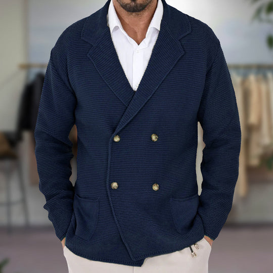 Sahari - Herren Cardigan | Doppelreiher, Blazerstil, Strukturierter Strick