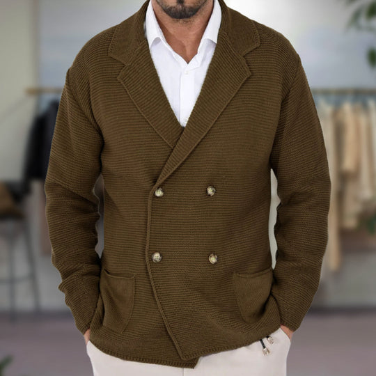 Sahari - Herren Cardigan | Doppelreiher, Blazerstil, Strukturierter Strick