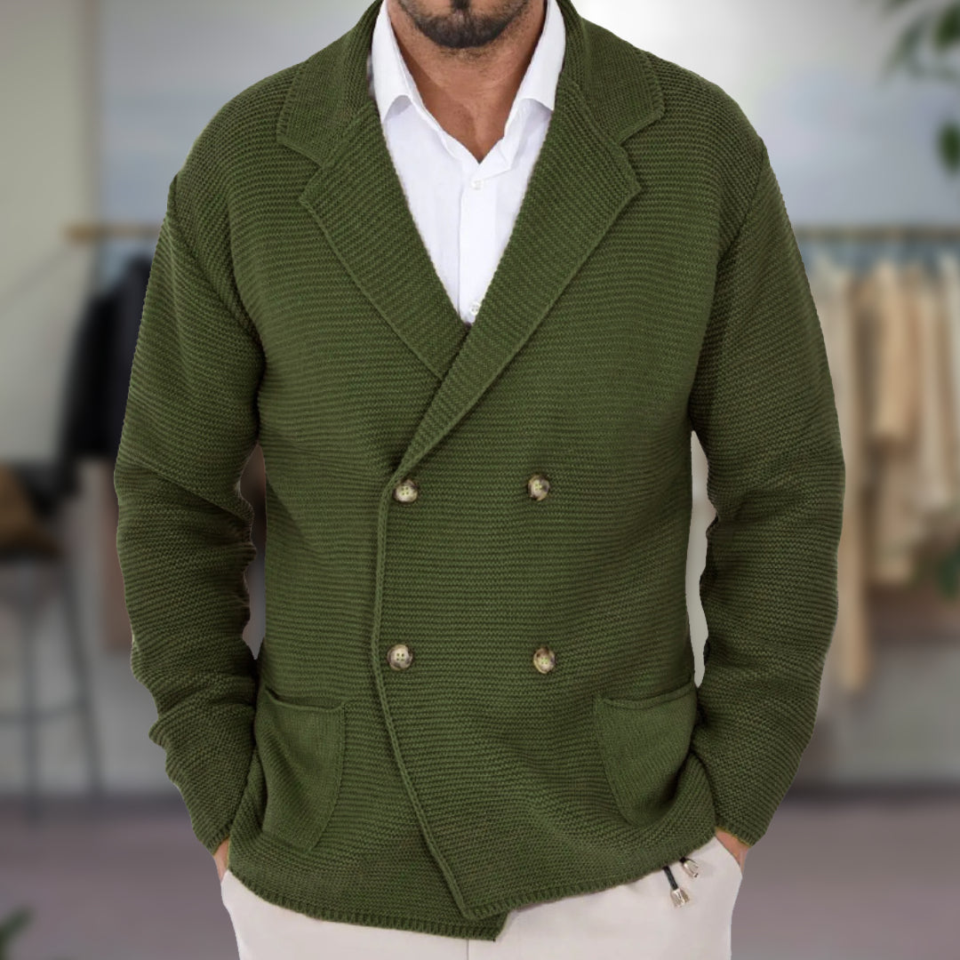Sahari - Herren Cardigan | Doppelreiher, Blazerstil, Strukturierter Strick