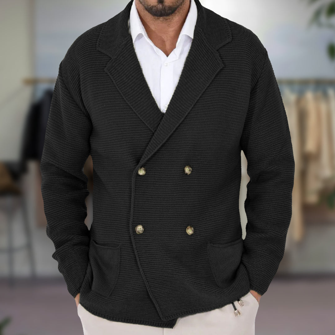 Sahari - Herren Cardigan | Doppelreiher, Blazerstil, Strukturierter Strick
