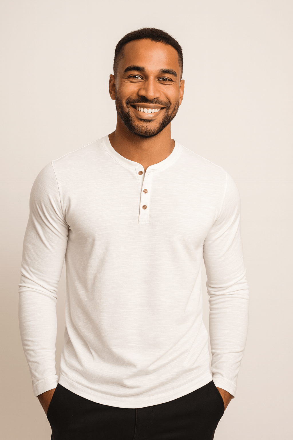 Sahari - Herren Langarm-Henley-Shirt | Weiches, Atmungsaktives Material