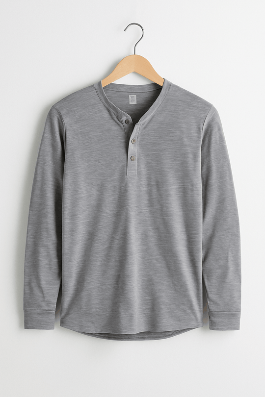 Sahari - Herren Langarm-Henley-Shirt | Weiches, Atmungsaktives Material