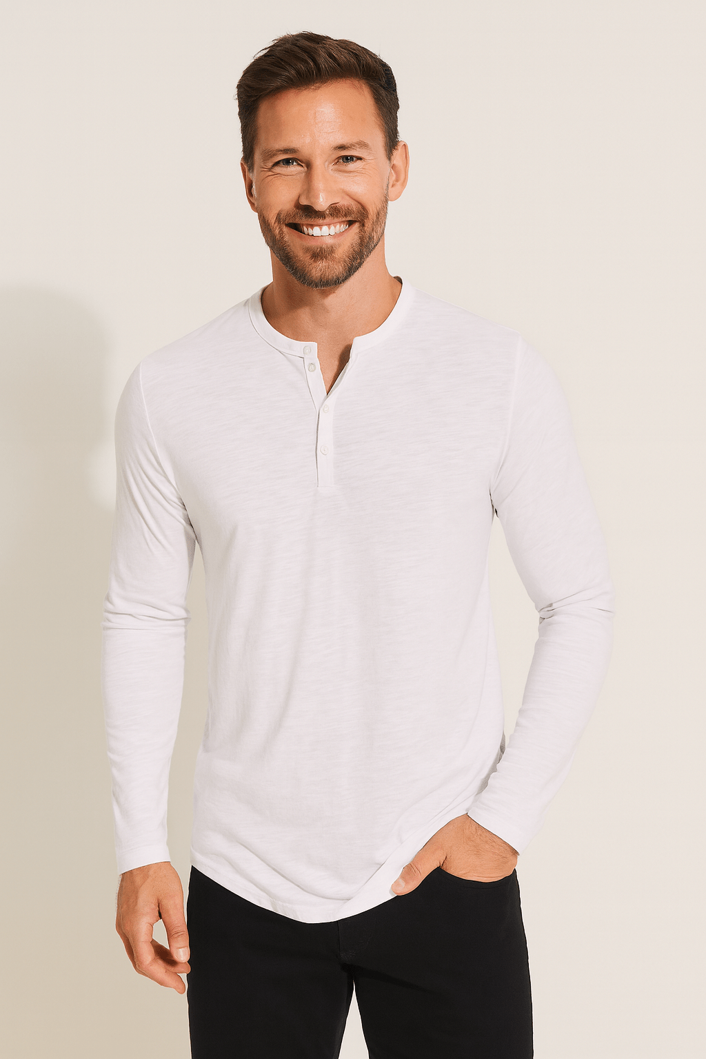 Sahari - Herren Langarmshirt | Klassische Knopfleiste, Bequemer Schnitt, Leicht Meliert
