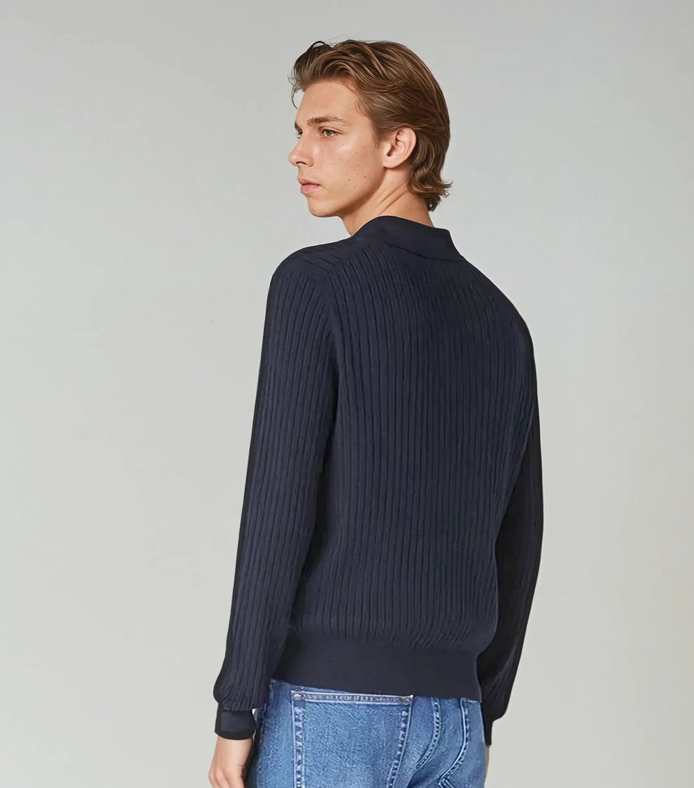 Sahari - Herren Polo | Gestreift, Langarm, Hochwertige Baumwolle
